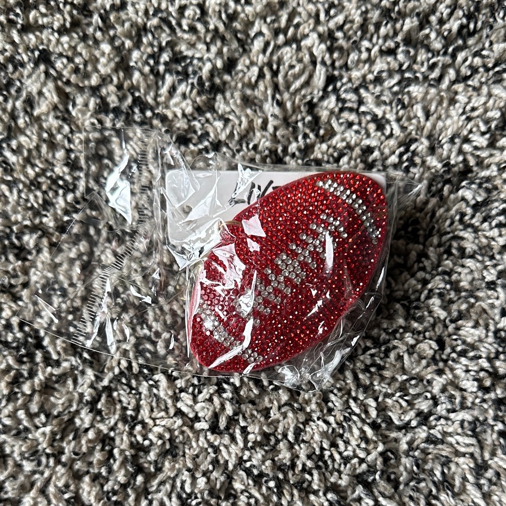 Red Rhinestone Football Brooch